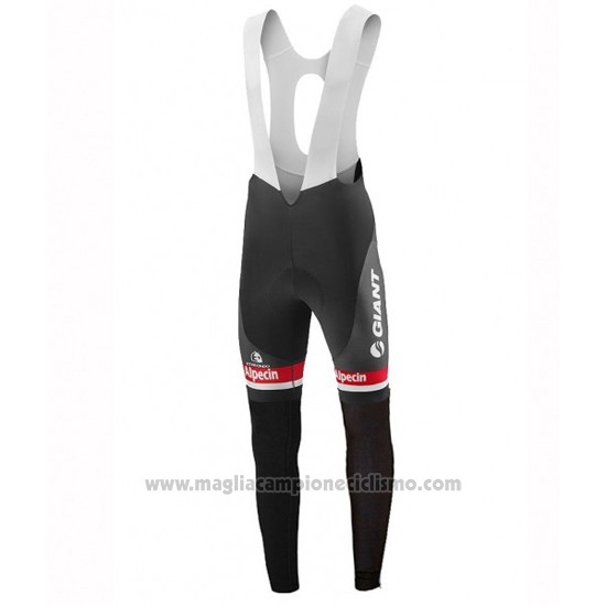 2016 Abbigliamento Ciclismo Giant Alpecin Nero e Bianco Manica Lunga e Salopette